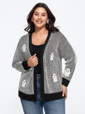 Vertical Stripe Ghost Patch Embroidery Cardigan