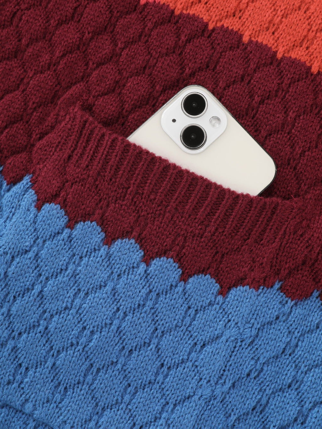 Textured Color‑Block Pocket Open Front Cardigan