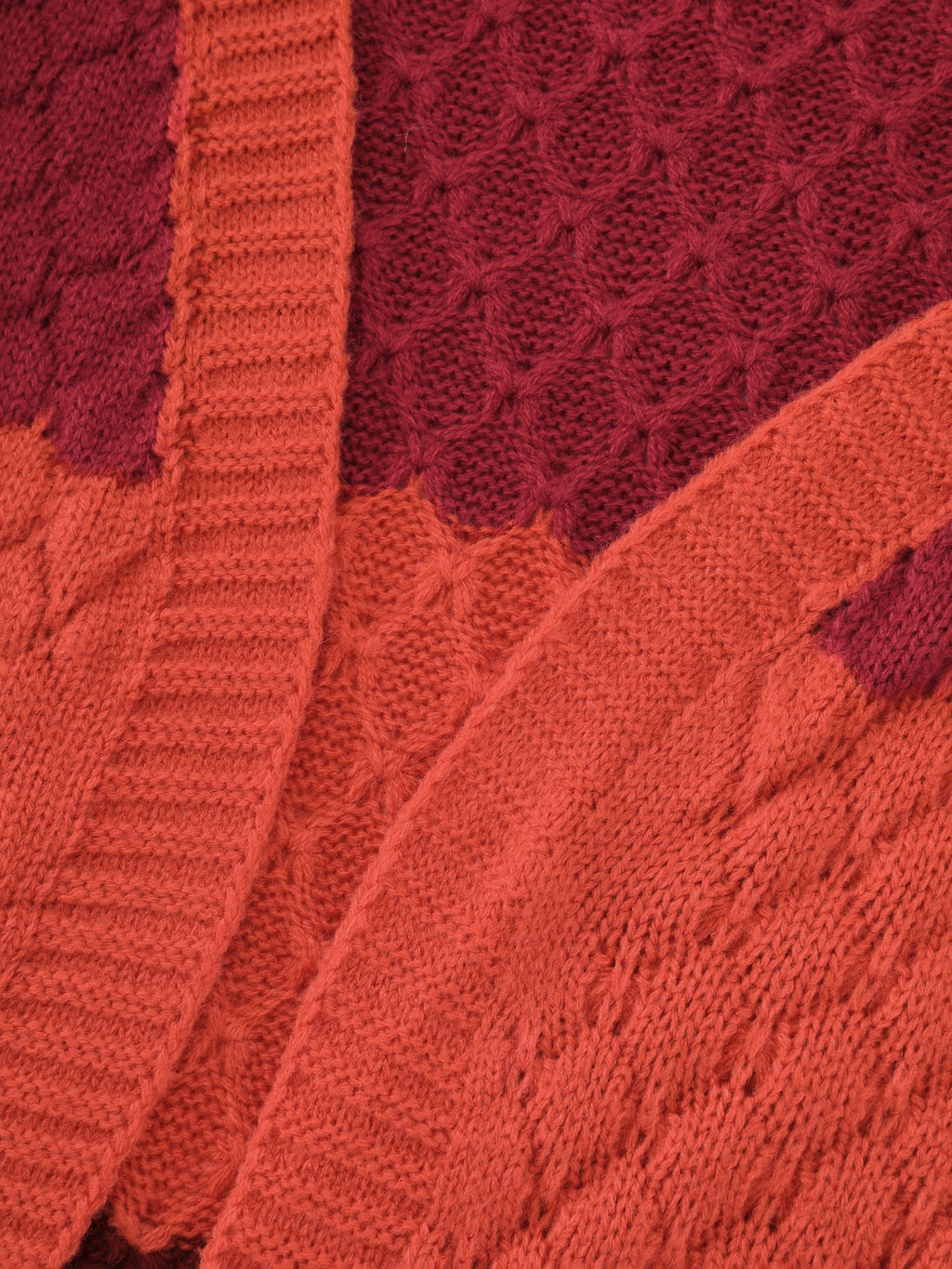 Textured Color‑Block Pocket Open Front Cardigan
