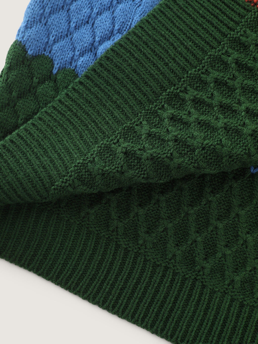 Textured Color‑Block Pocket Open Front Cardigan