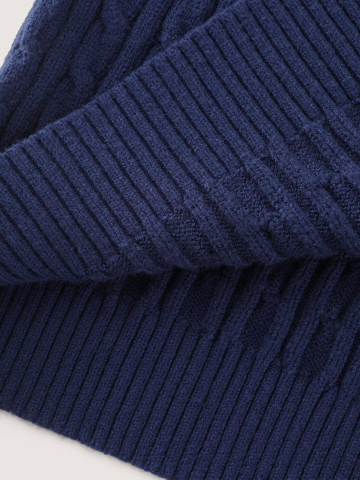 Crew Neck Button‑Down Cable Knit Cardigan