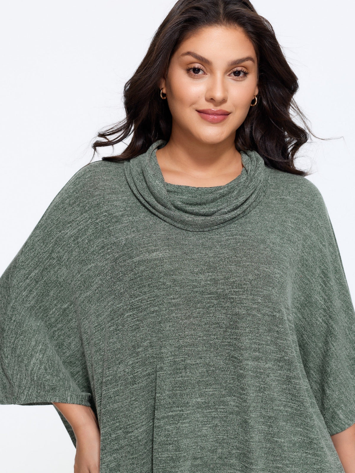 Supersoft Cowl Neck Irregular Hem Poncho T-Shirt