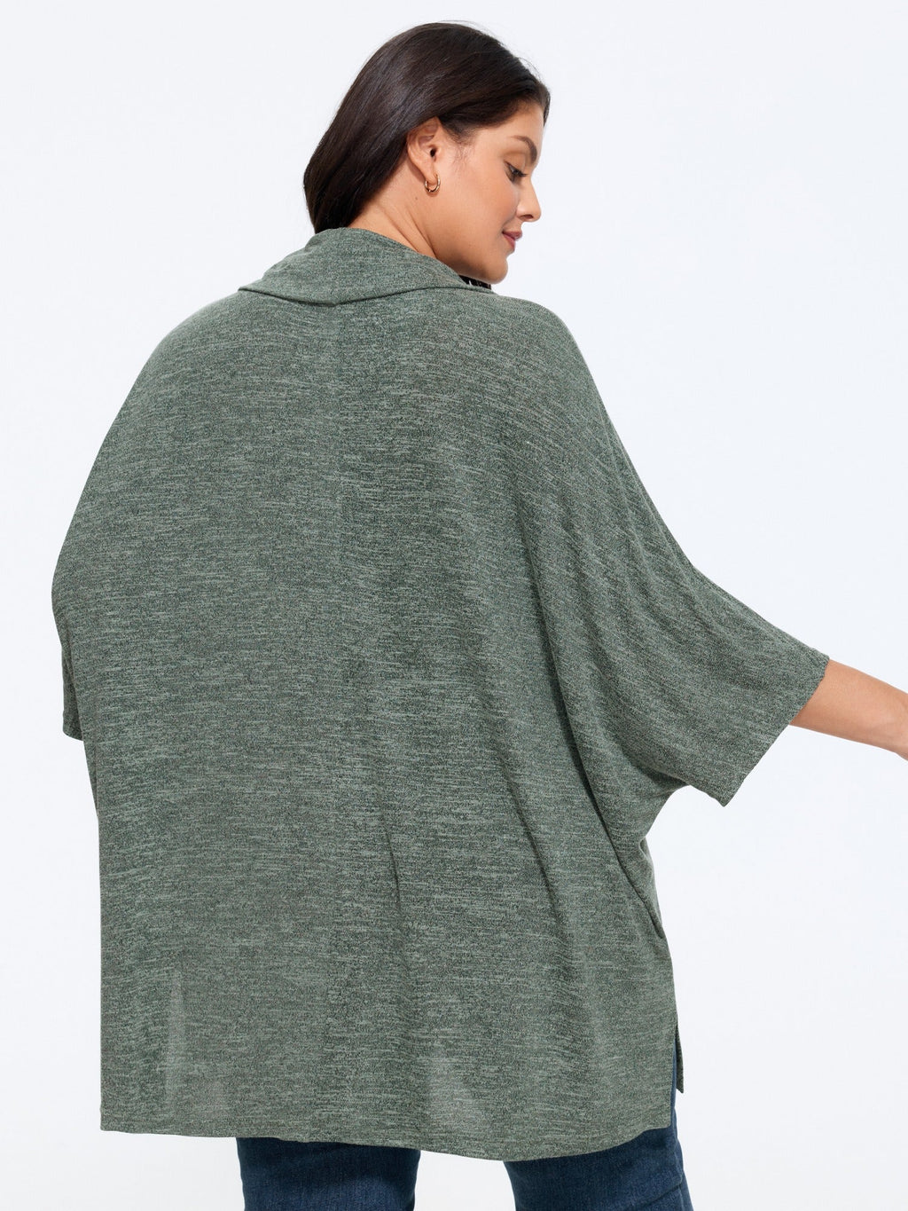 Supersoft Cowl Neck Irregular Hem Poncho T-Shirt