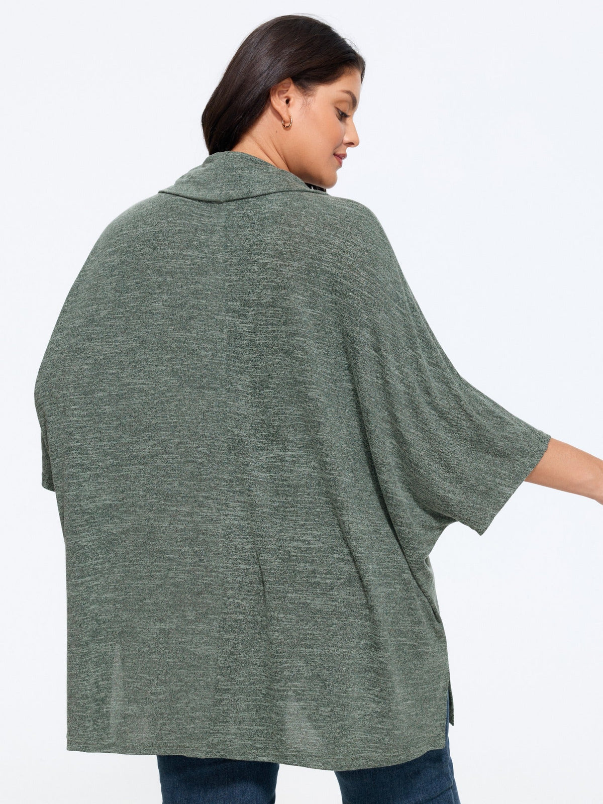 Supersoft Cowl Neck Irregular Hem Poncho T-Shirt