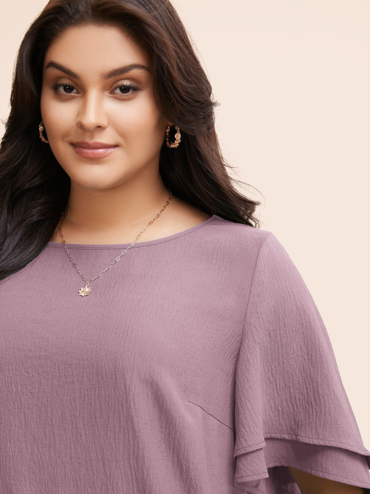 Solid Tiered Ruffles Split Hem Blouse