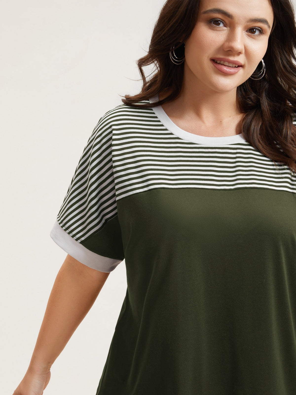 Solid and Striped Contrast Hem T-Shirt