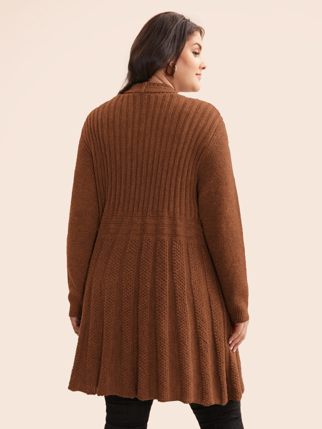 Plain Textured Kimono Collar Cardigan