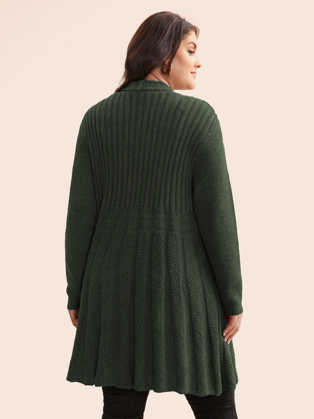 Plain Textured Kimono Collar Cardigan