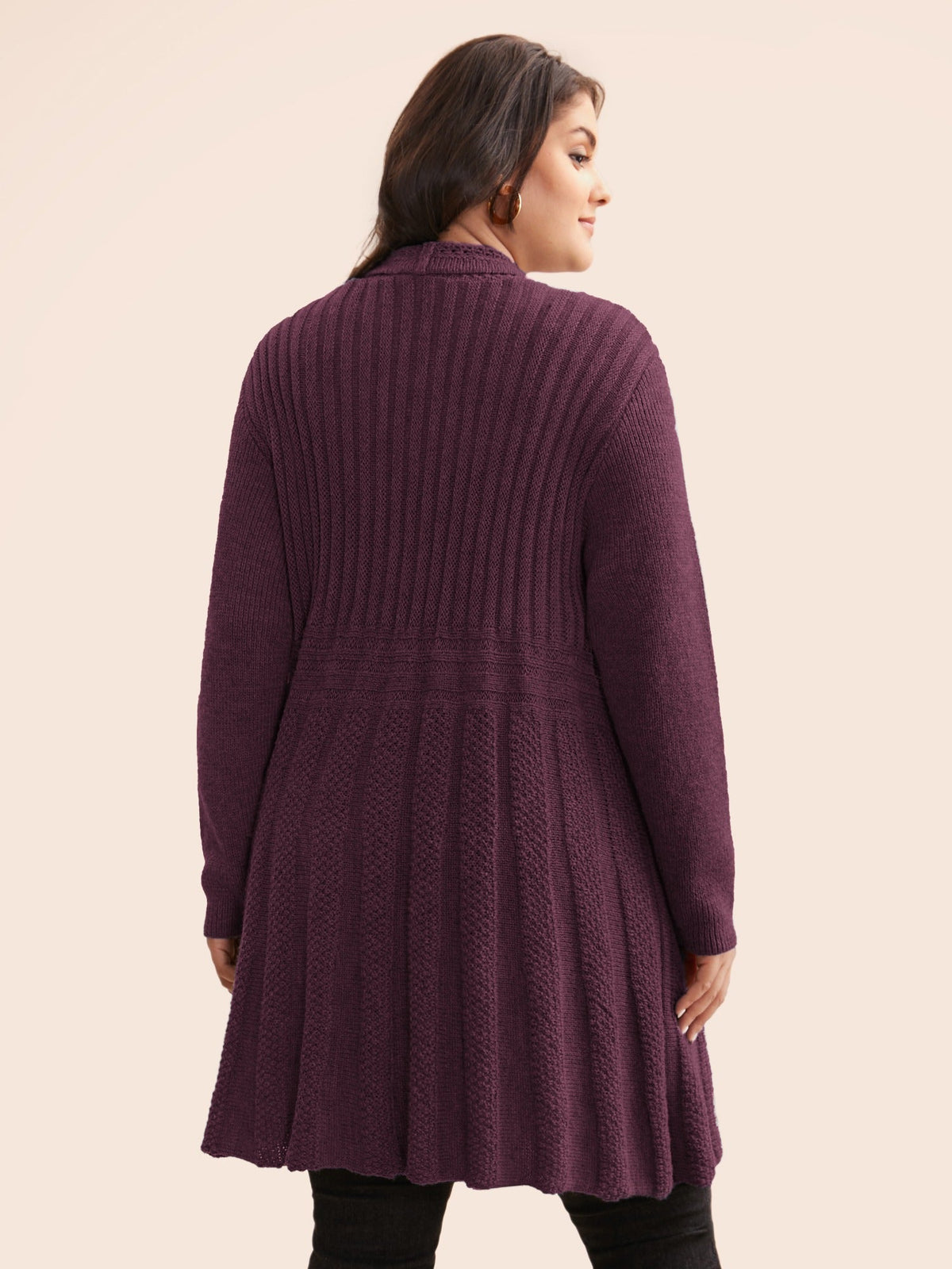 Plain Textured Kimono Collar Cardigan