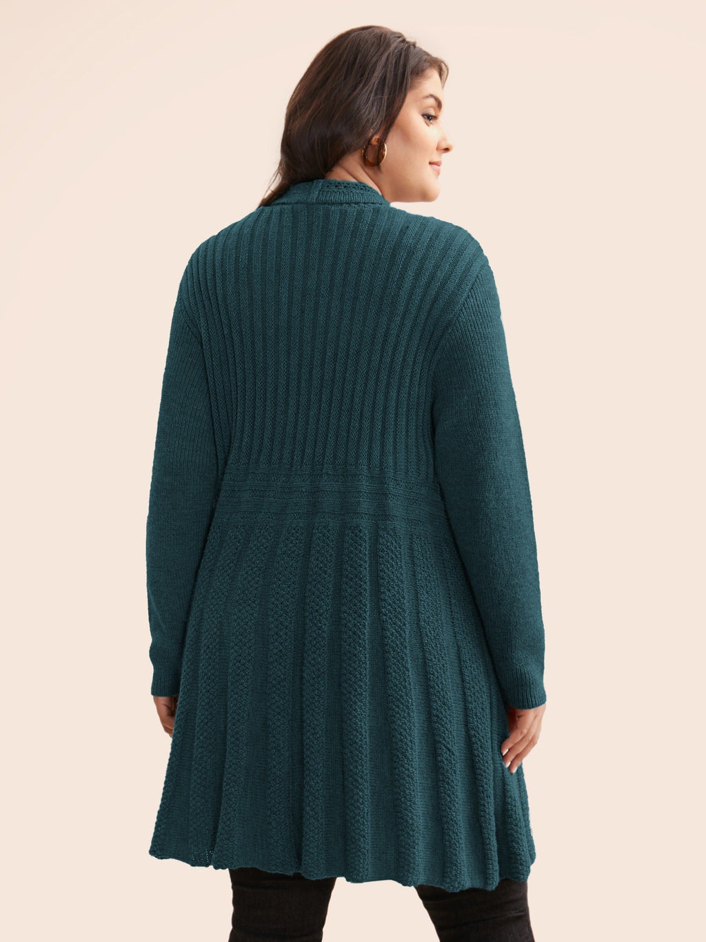 Plain Textured Kimono Collar Cardigan