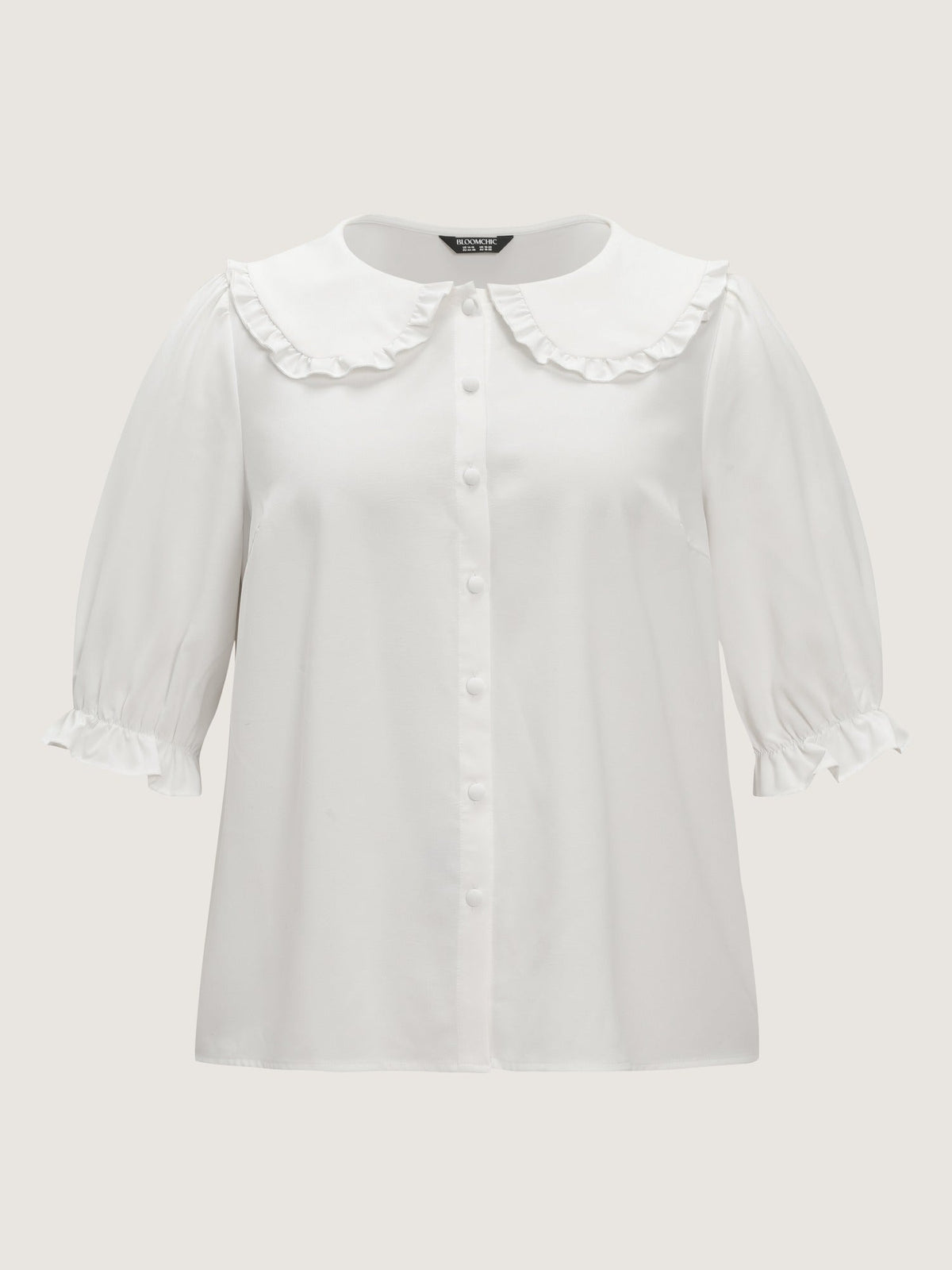 Peter Pan Collar Puff Sleeve Ruffle Blouse