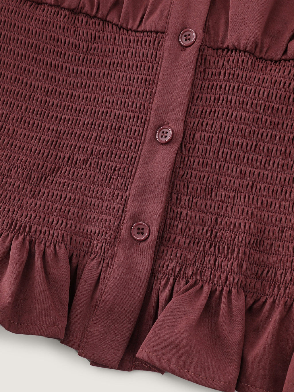 Puff Sleeve Shirred Waist Button Down Blouse