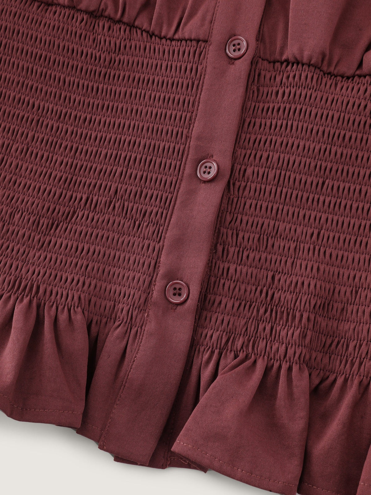 Puff Sleeve Shirred Waist Button Down Blouse