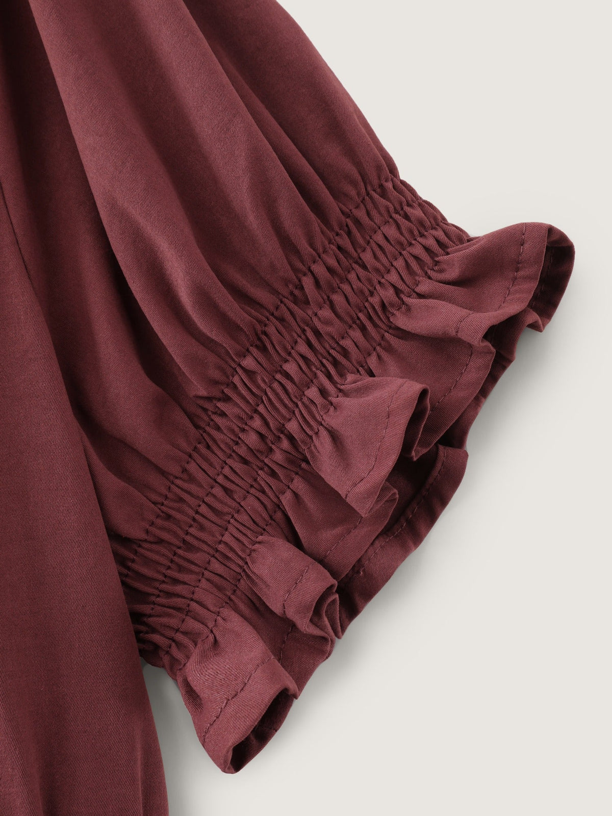 Puff Sleeve Shirred Waist Button Down Blouse
