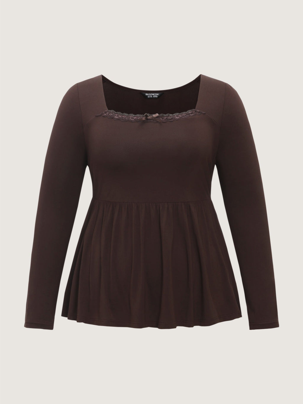 Supersoft Square Neck Lace Trim Bow Detail Blouse