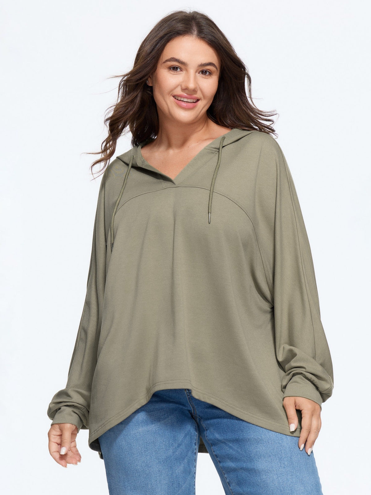 Cotton Relaxed Fit Drawstring Hooded Sweatshirt