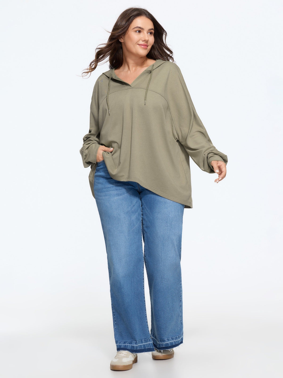 Cotton Relaxed Fit Drawstring Hooded Sweatshirt