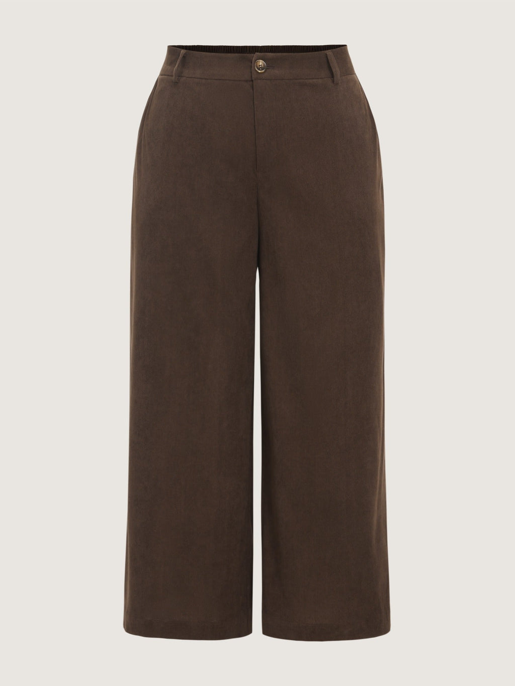 Stretch Button Corduroy Wide Leg Pants