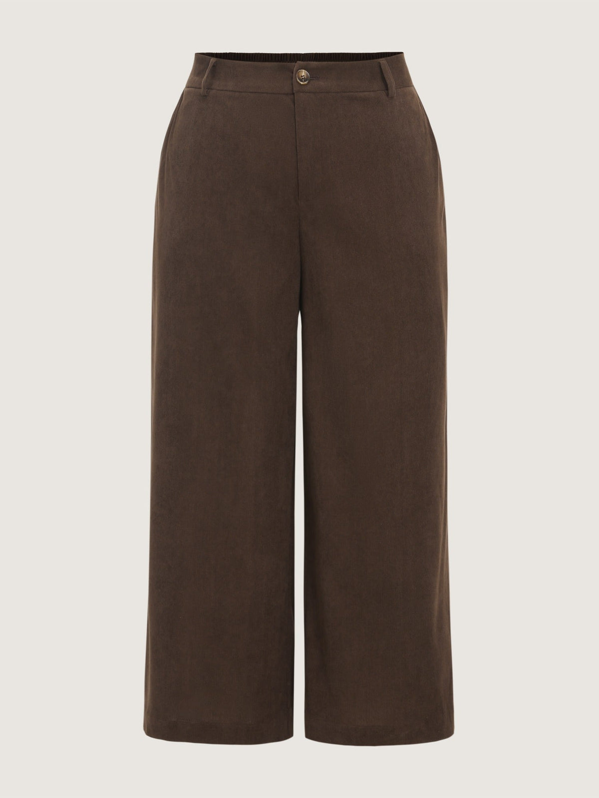Stretch Button Corduroy Wide Leg Pants