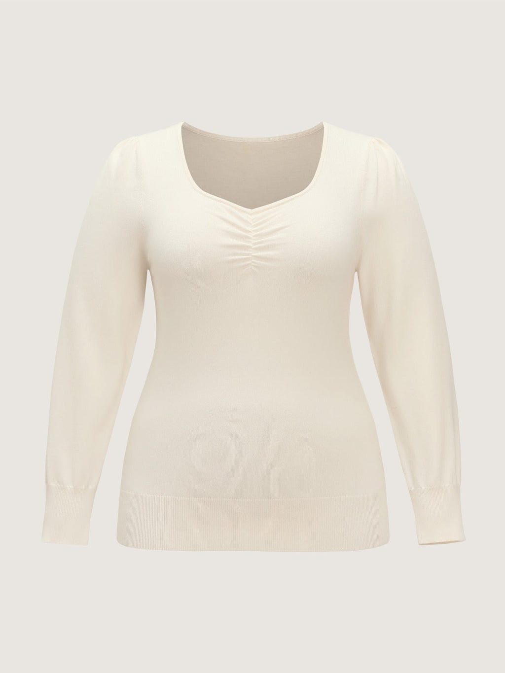 Supersoft Textured Square Neck Front Ruched Pullover