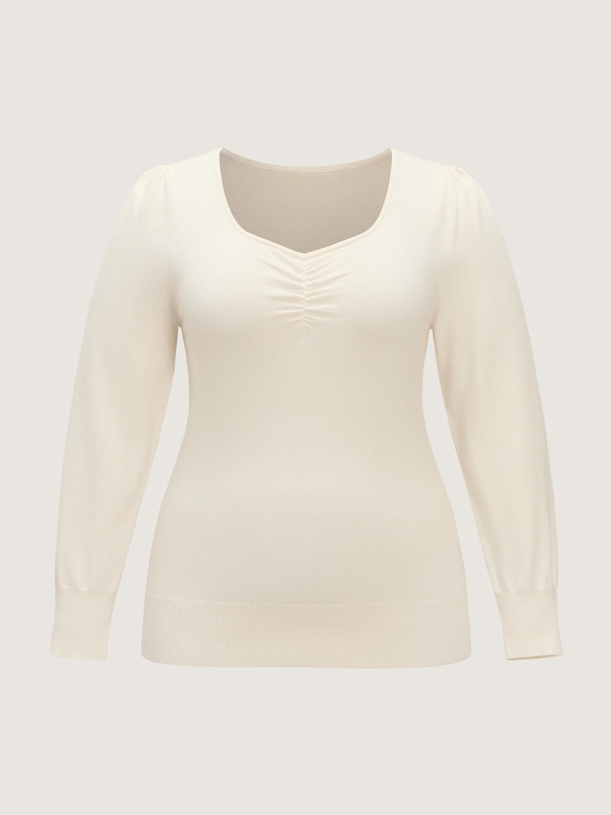 Supersoft Textured Square Neck Front Ruched Pullover