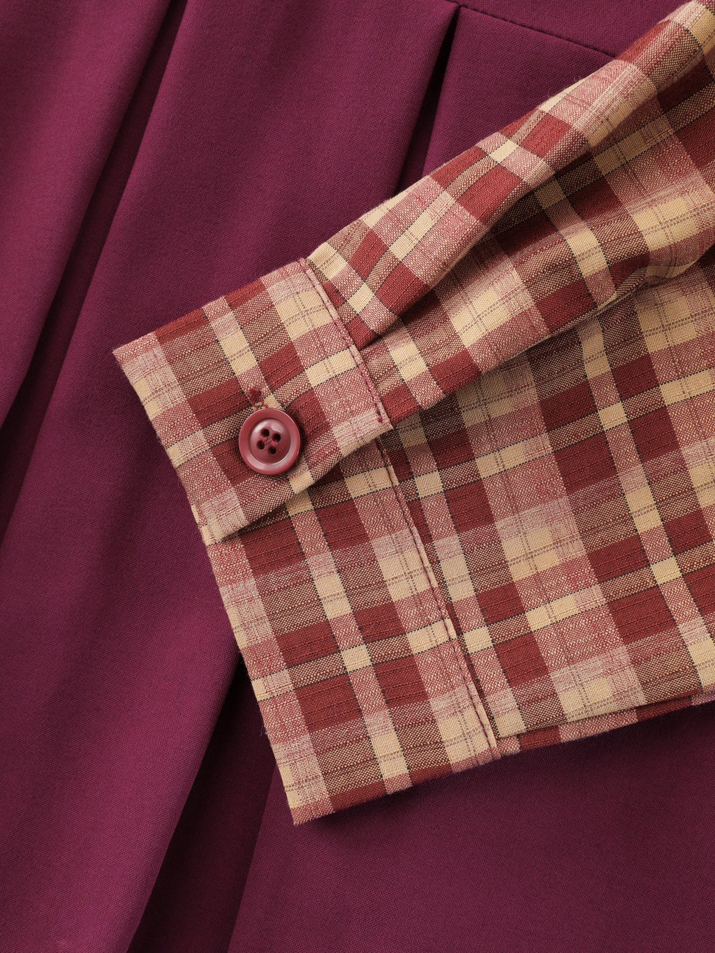 Plaid Collar Pleated Peplum Hem Blouse