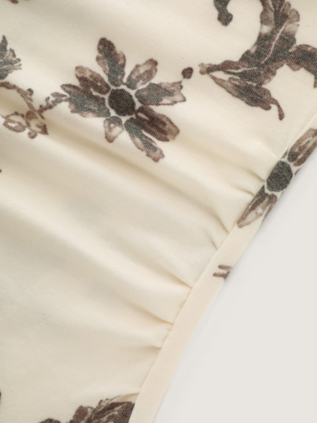 Supersoft Vintage Rose Floral Print Draped Neck T‑Shirt