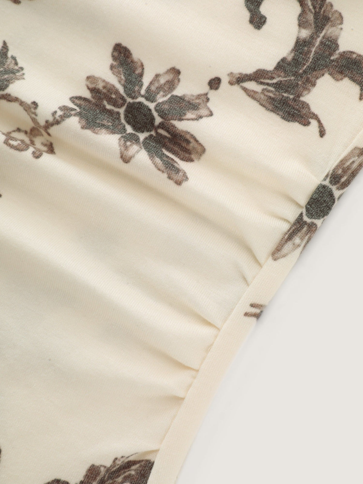 Supersoft Vintage Rose Floral Print Draped Neck T‑Shirt
