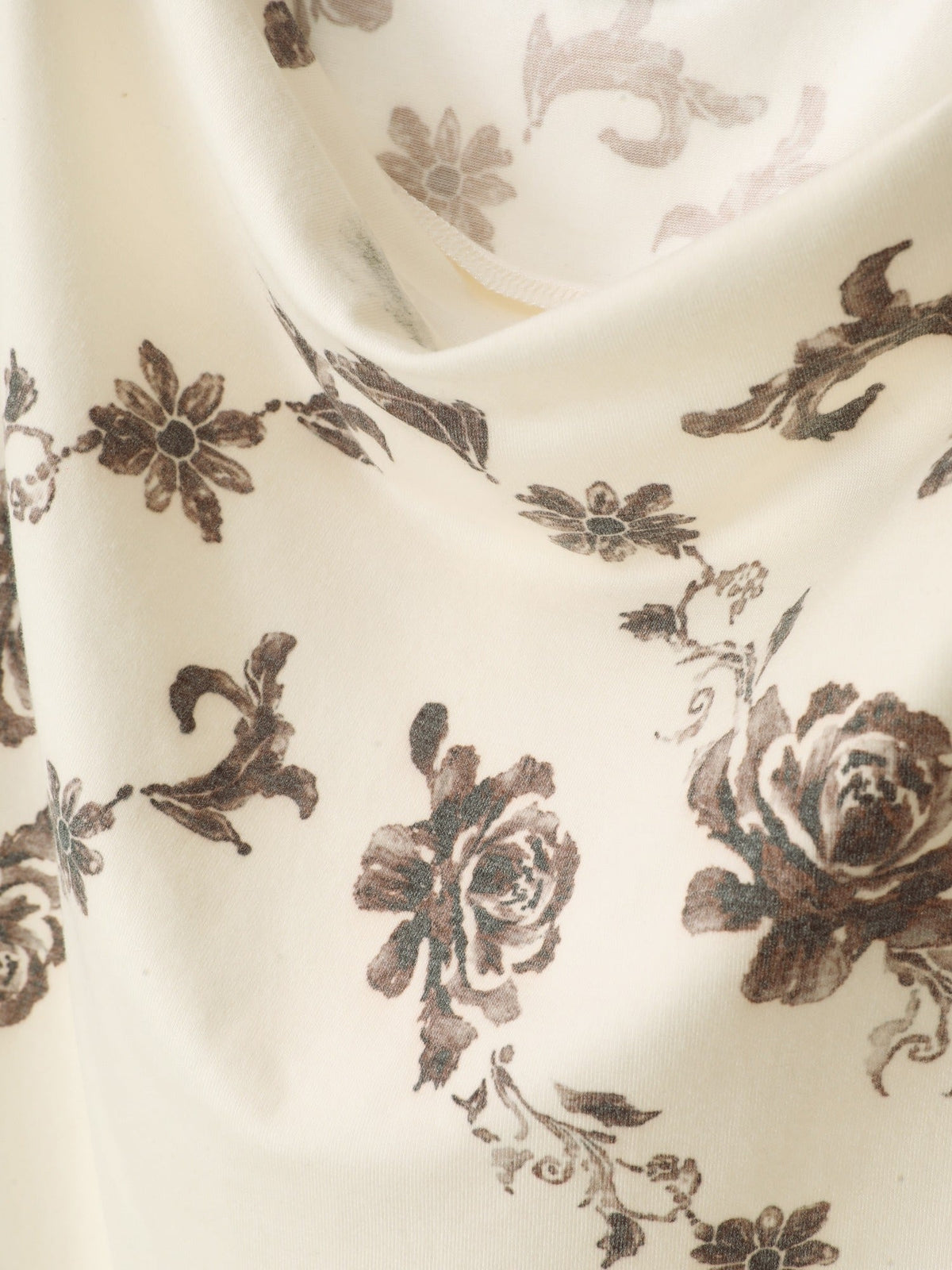 Supersoft Vintage Rose Floral Print Draped Neck T‑Shirt