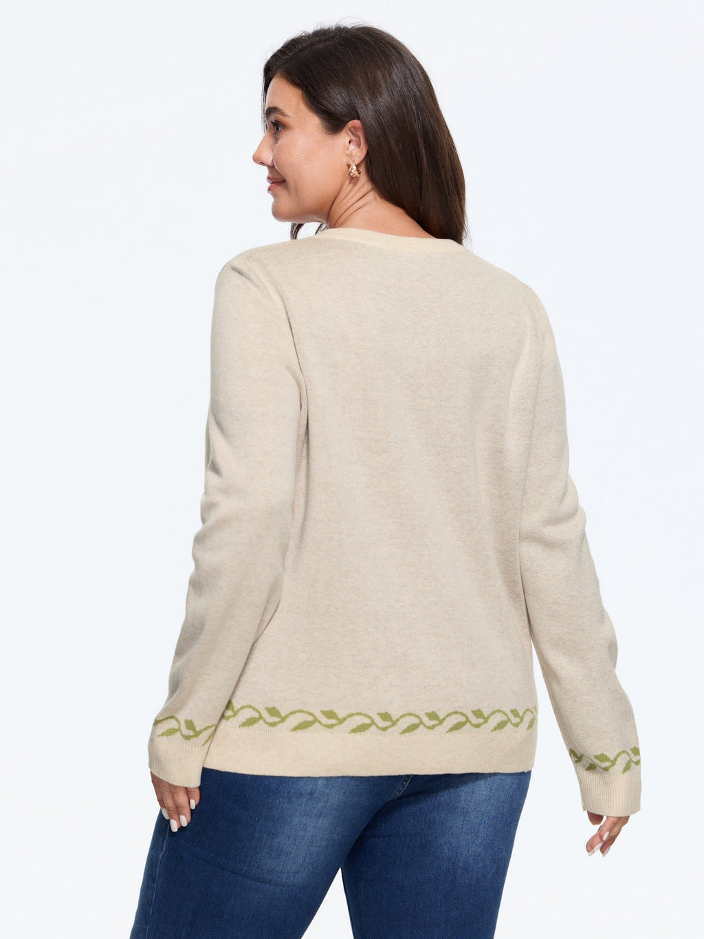 Rabbit Jacquard Round Neck Button Down Cardigan