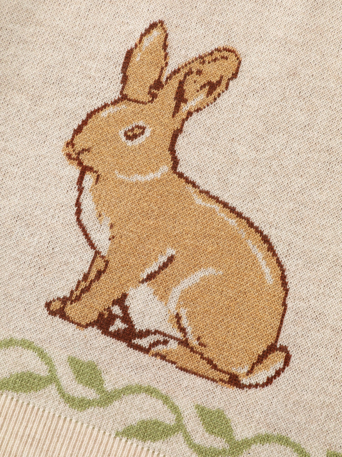 Rabbit Jacquard Round Neck Button Down Cardigan