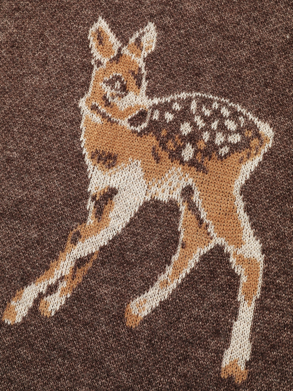 Deer Jacquard Crew Neck Drop‑Shoulder Pullover