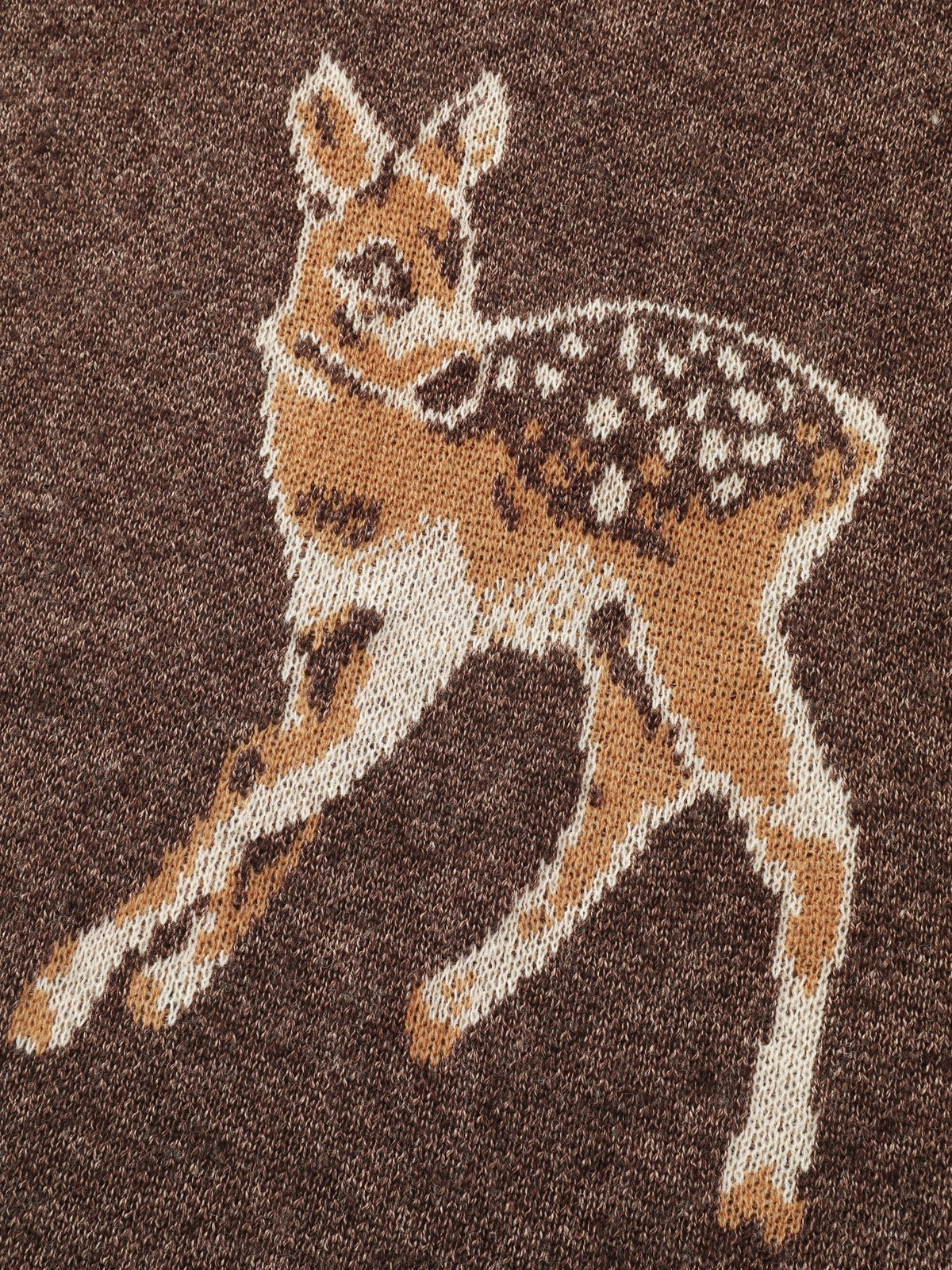 Deer Jacquard Crew Neck Drop‑Shoulder Pullover