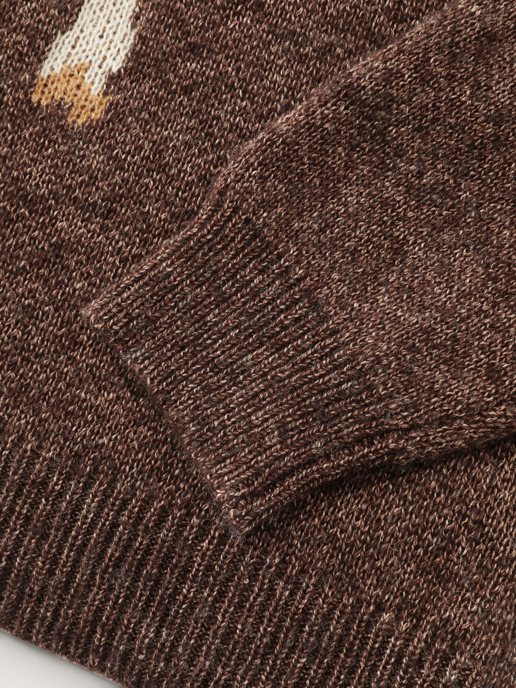 Deer Jacquard Crew Neck Drop‑Shoulder Pullover