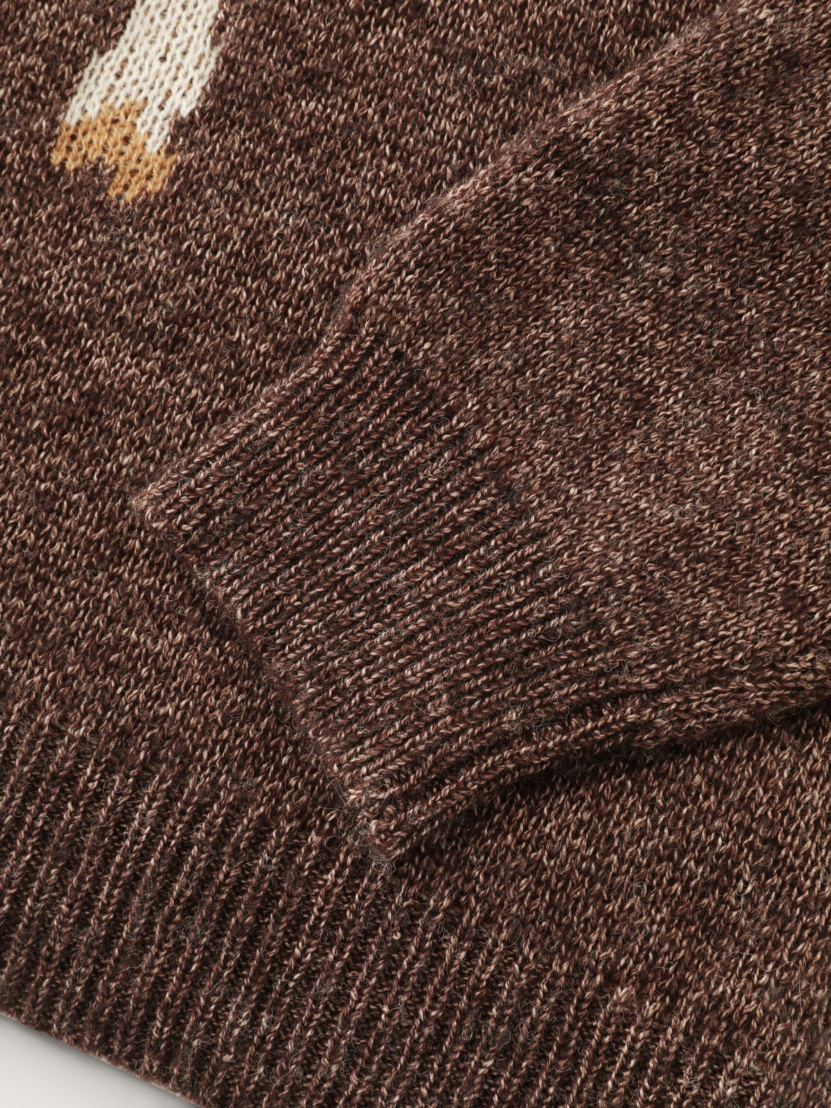 Deer Jacquard Crew Neck Drop‑Shoulder Pullover