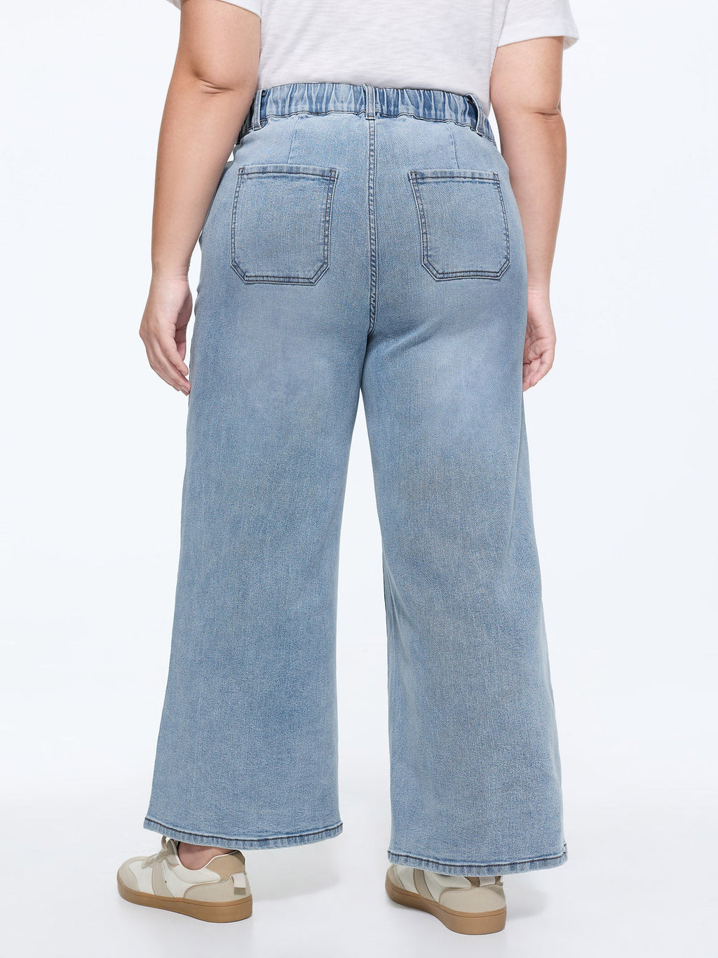 Stretchy Elastic Waistband Seamed Jeans