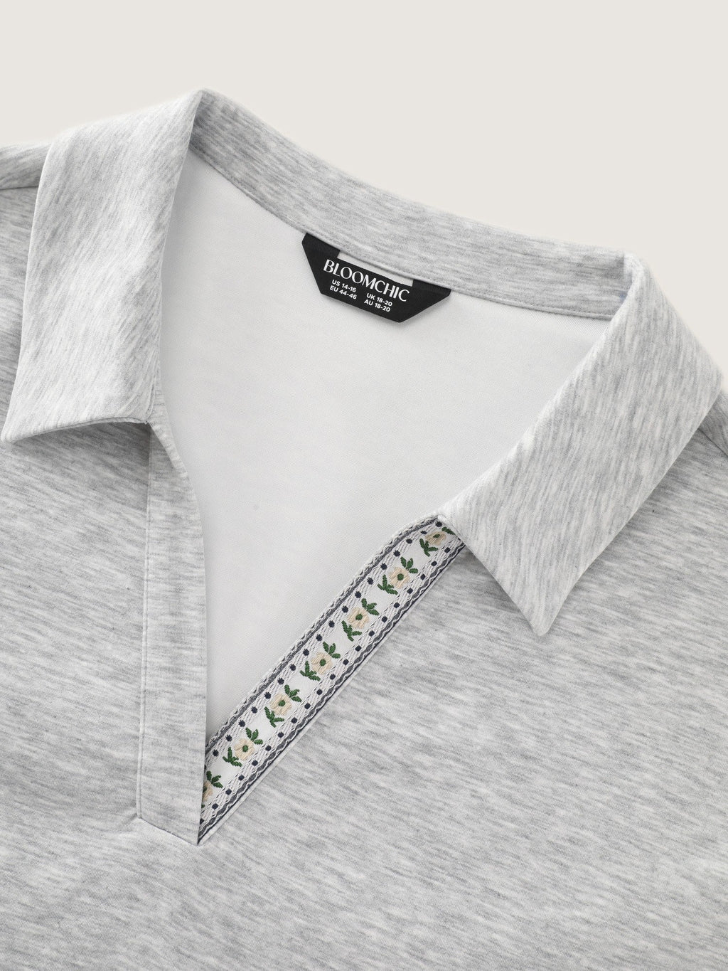 Collared Neck Heather Casual Sweatshirt