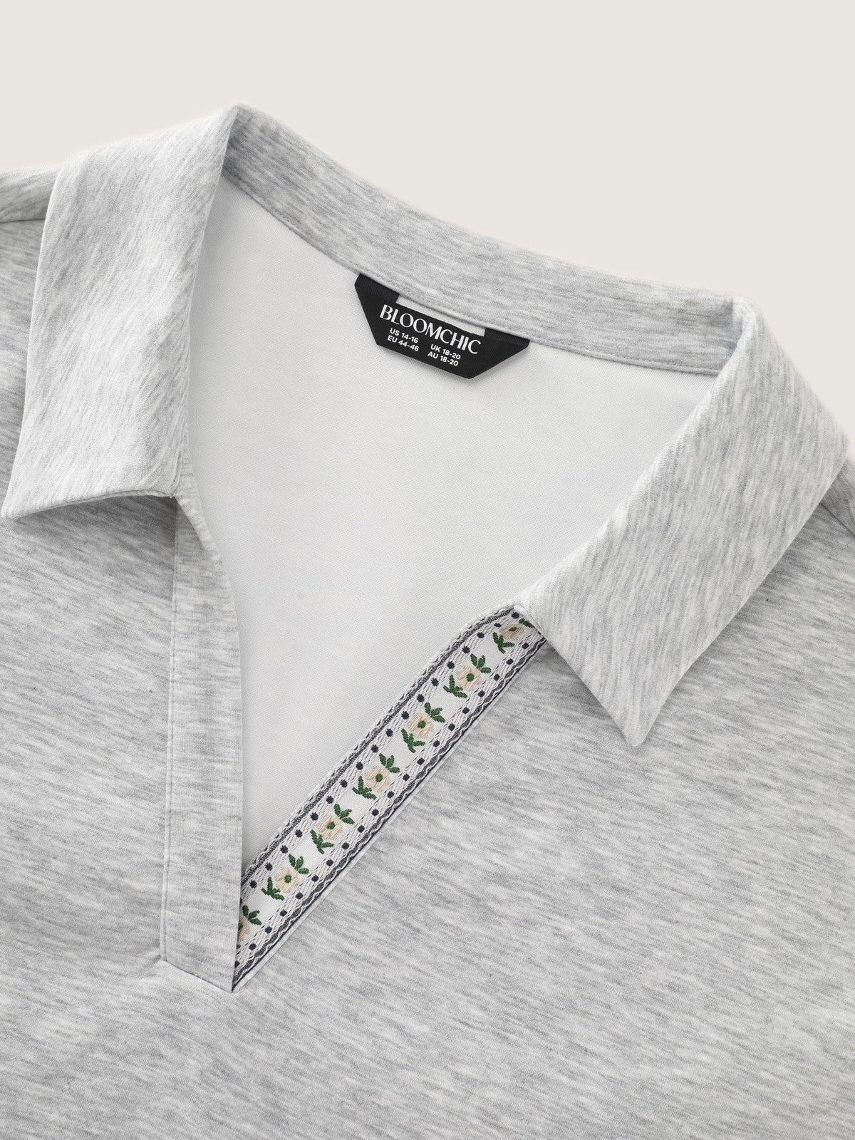 Collared Neck Heather Casual Sweatshirt
