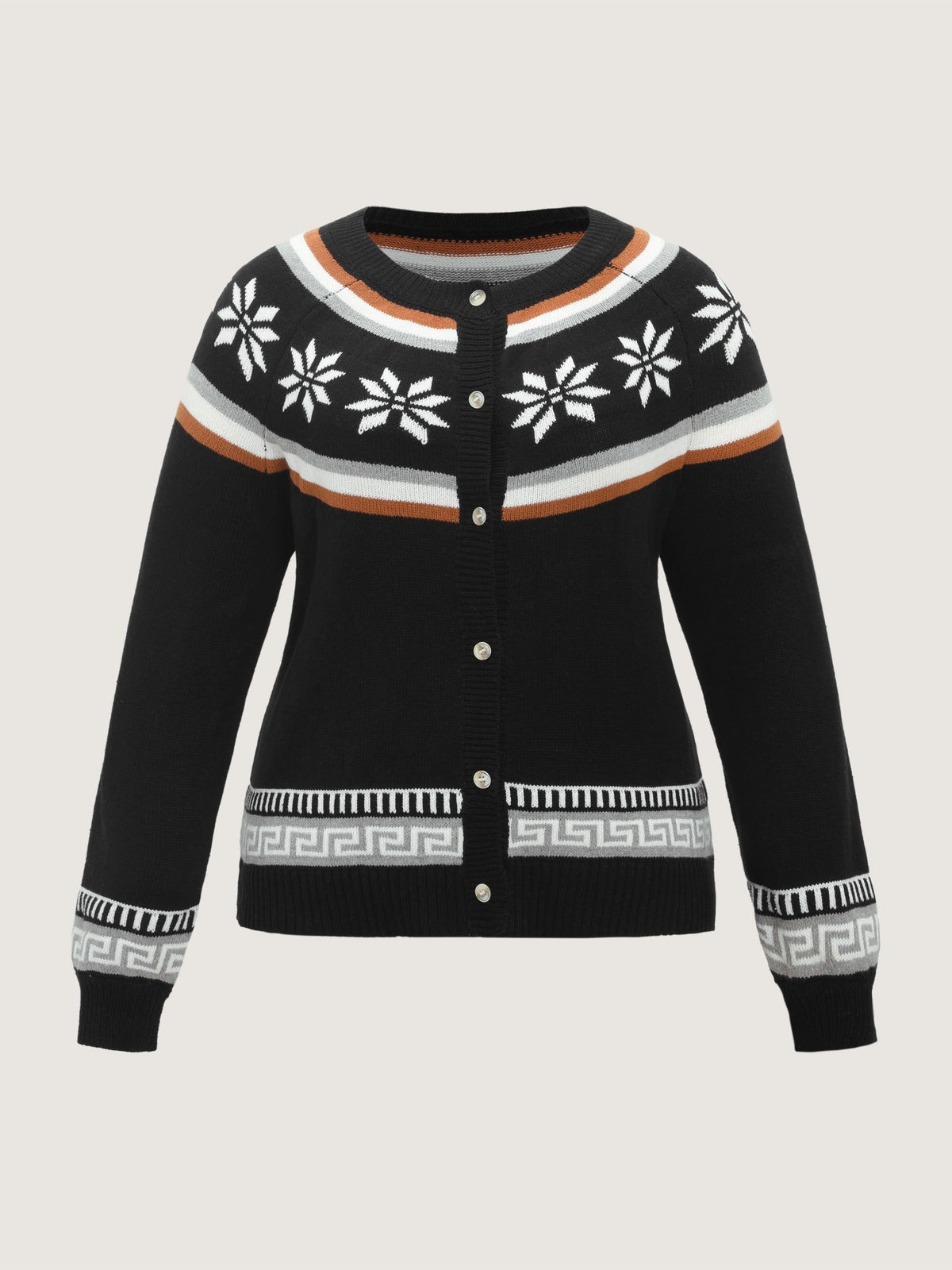 Snowflake Fair Isle Button‑Front Cardigan