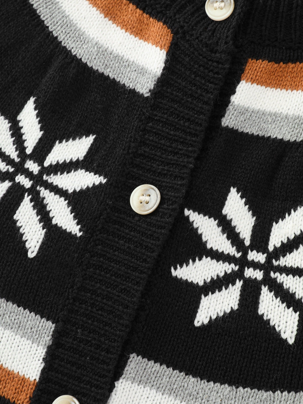 Snowflake Fair Isle Button‑Front Cardigan