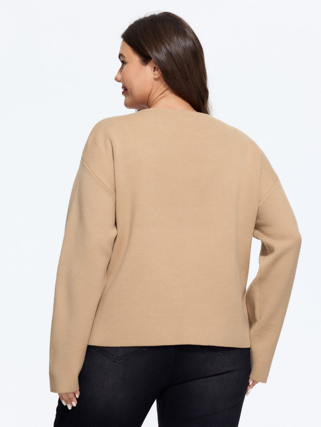 Lapel Collar Open Front Cropped Cardigan