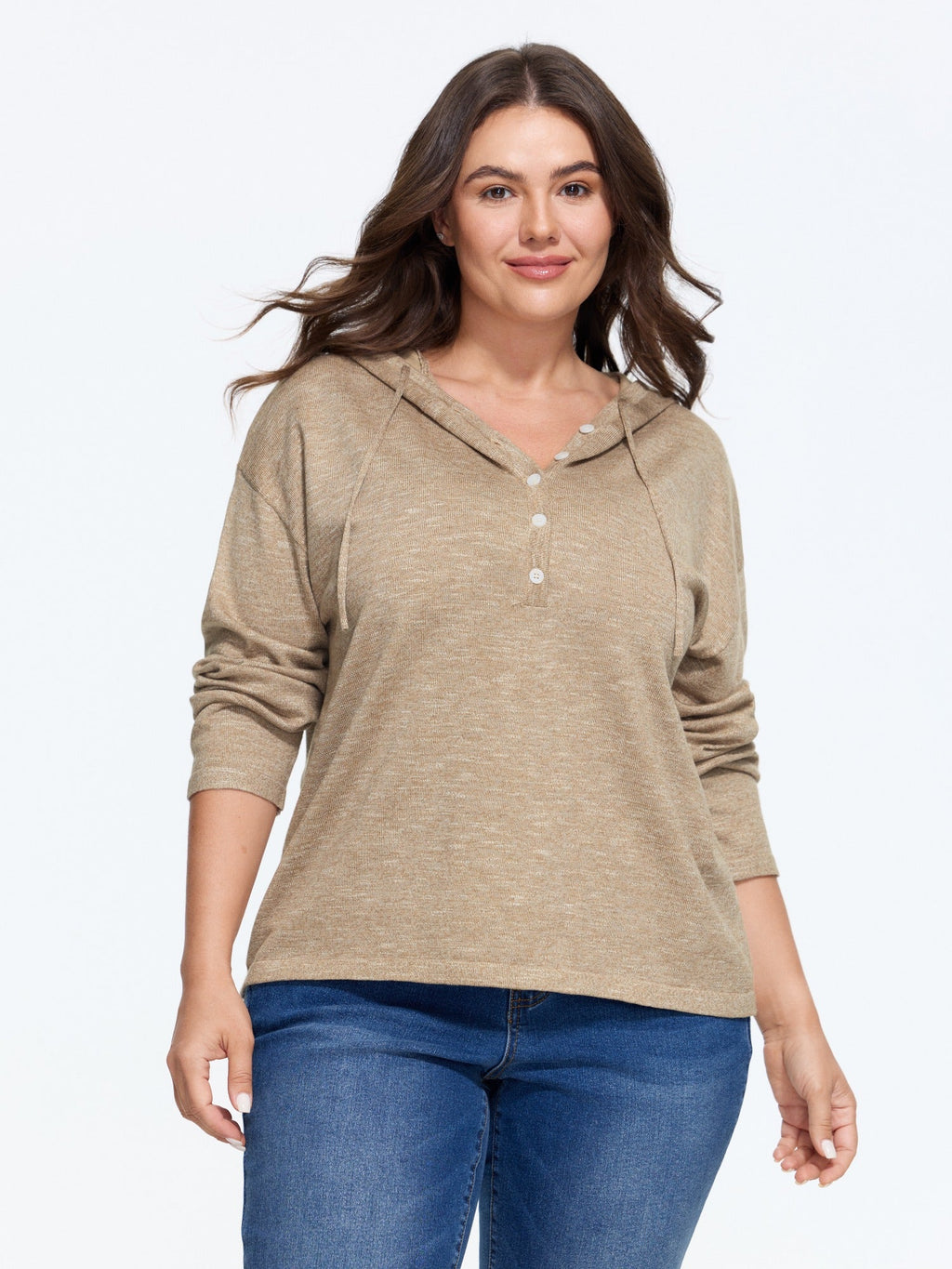 Supersoft Heather Button Down Hooded Pullover