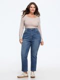 Stretch Washed Straight Leg Jeans
