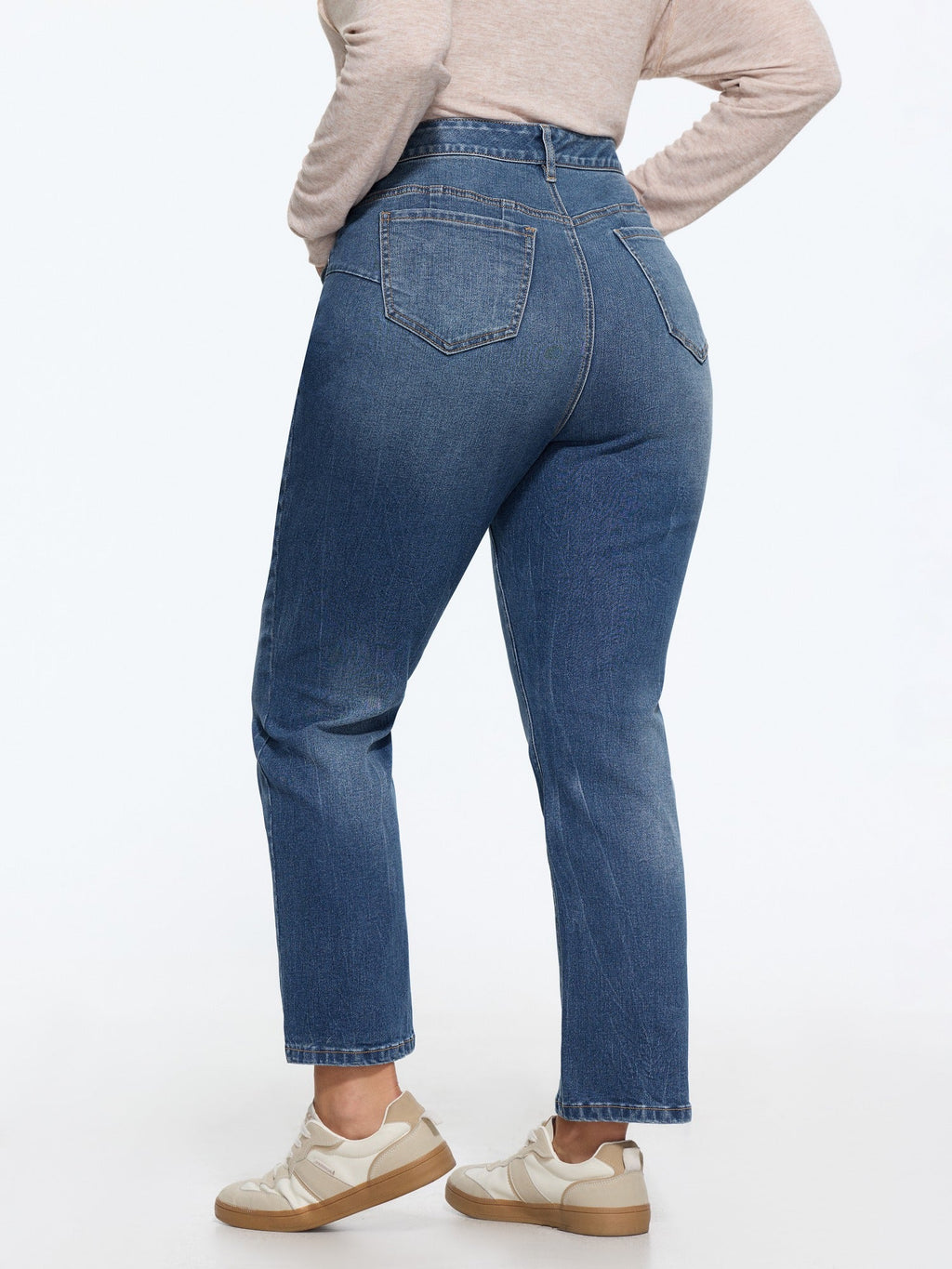 Stretch Washed Straight Leg Jeans