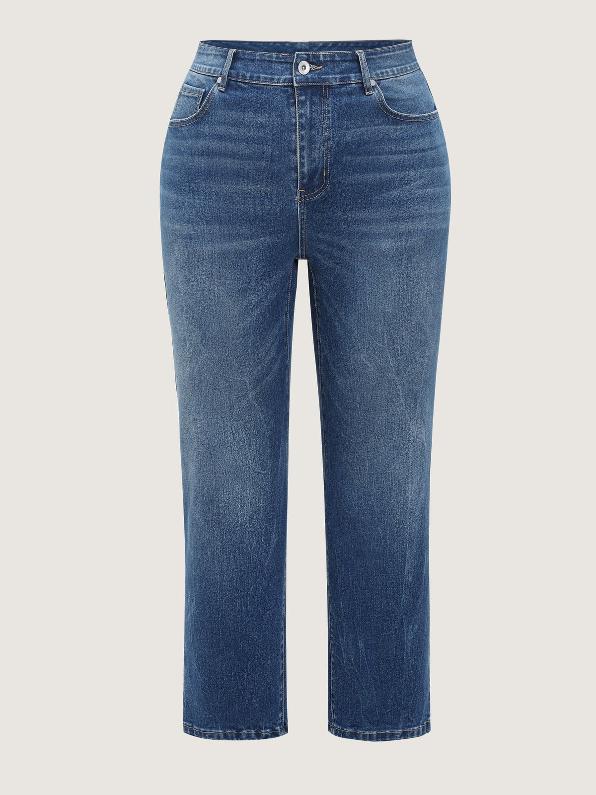 Stretch Washed Straight Leg Jeans