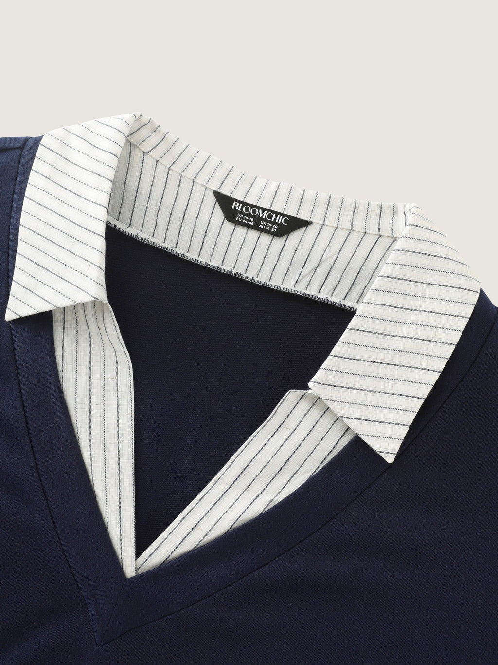 2 In 1 Lapel Collar Striped Hem Blouse