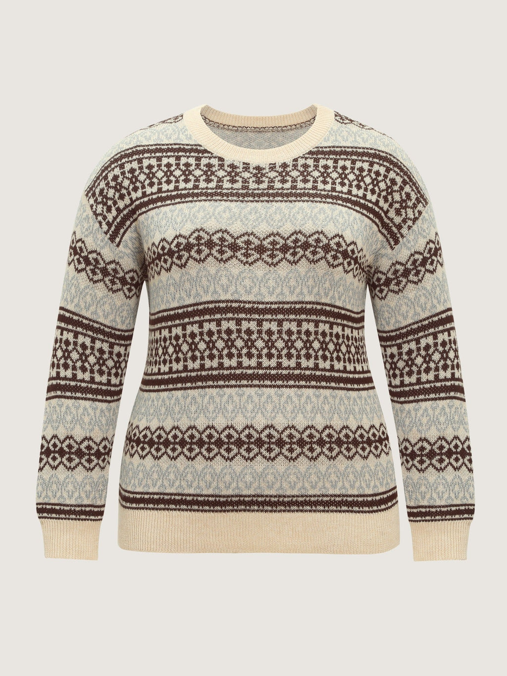 Vintage Geometric Pattern Crew Neck Pullover