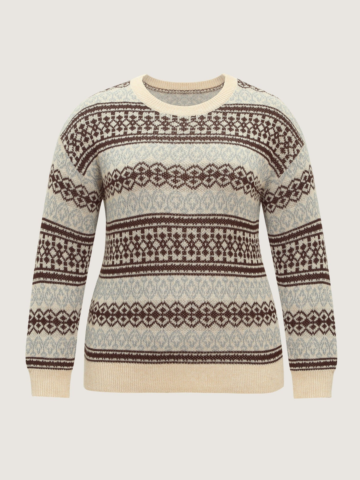 Vintage Geometric Pattern Crew Neck Pullover
