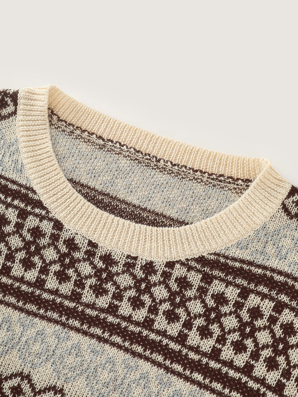 Vintage Geometric Pattern Crew Neck Pullover