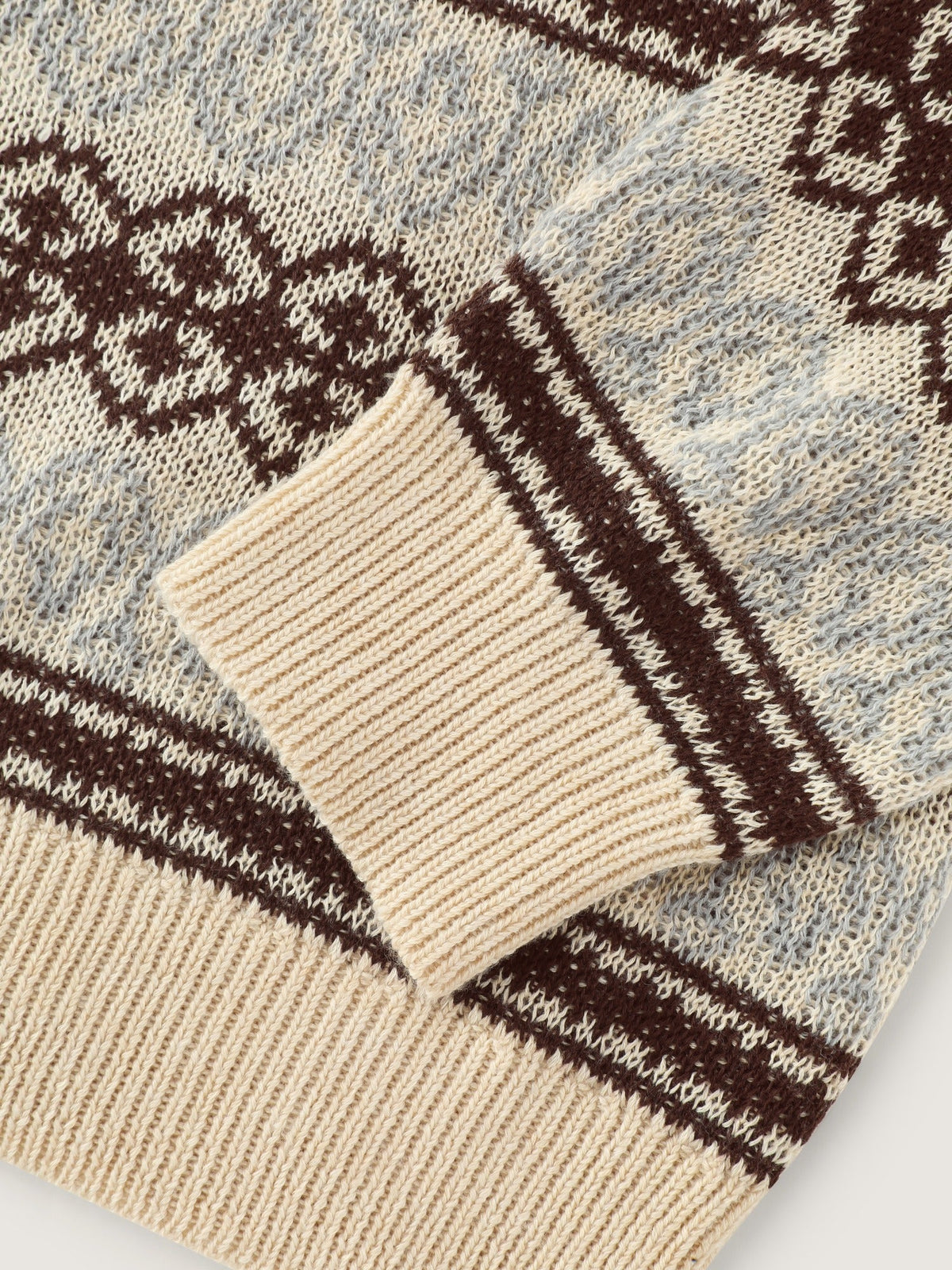 Vintage Geometric Pattern Crew Neck Pullover
